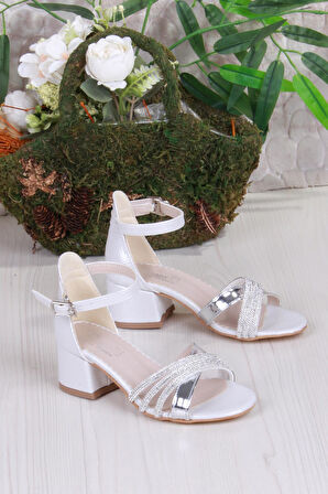 Fort 352091 Taşlı Detaylı Topuklu Kız Çocuk Abiye Ayakkabı