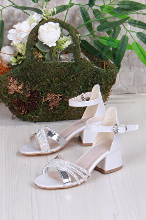 Fort 352091 Taşlı Detaylı Topuklu Kız Çocuk Abiye Ayakkabı