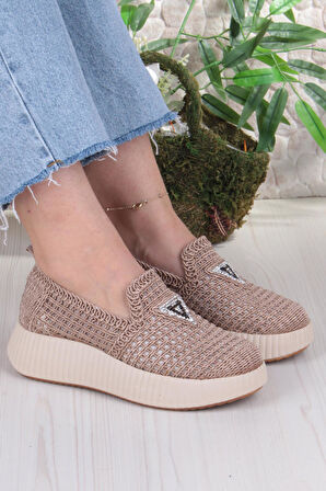 Fort 5016 Fendi Dantelli Fileli Rahat Dolgu Taban Kadın Ayakkabı