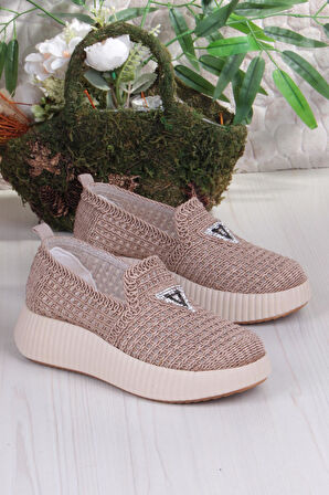 Fort 5016 Fendi Dantelli Fileli Rahat Dolgu Taban Kadın Ayakkabı