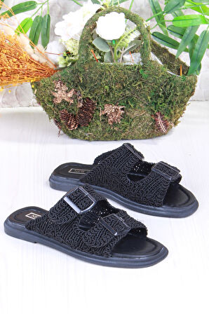 Fort 5053 Soft Rahat Örgülü İki Tokalı Kadın Terlik