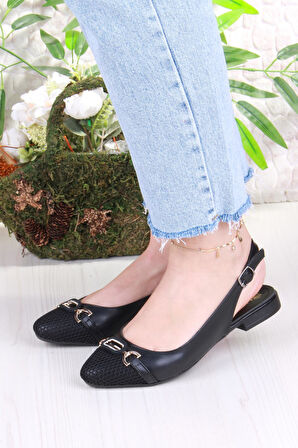 Fort 5057 Taş Toka Detaylı Şık Rahat Arkası Açık Kadın Babet