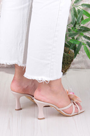 Fort 5131 Ares Orkide Fiyank Detaylı  İnçe Topuklu Kadın Terlik