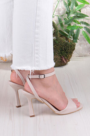 Fort 1648 Arena Cilt Şık Zarif Tek Bant İnçe Topuklu Bilekten Bağlı Kadın Ayakkabı