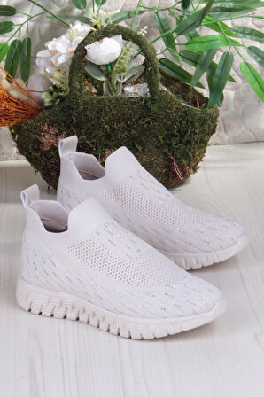 Fort 5060 Divamod Hafif Rahat Taş Detaylı Fileli Kadın Ayakkabı