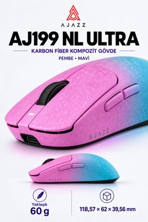 AJ199 NL Ultra PAW3950 8000 Hz Kablosuz Oyuncu Mouse Pembe