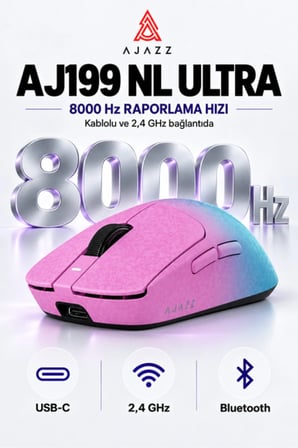 AJ199 NL Ultra PAW3950 8000 Hz Kablosuz Oyuncu Mouse Pembe