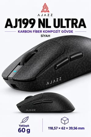 AJ199 NL Ultra PAW3950 8000 Hz Kablosuz Oyuncu Mouse Siyah