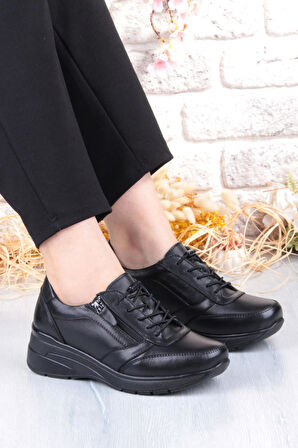 Pepita 9402 Comfort Yumuşak Esnek Kauçuk Kaymaz Taban Hakiki Deri Kadın Ayakkabı