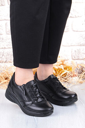 Pepita 9402 Comfort Yumuşak Esnek Kauçuk Kaymaz Taban Hakiki Deri Kadın Ayakkabı