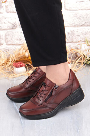 Pepita 9402 Comfort Yumuşak Esnek Kauçuk Kaymaz Taban Hakiki Deri Kadın Ayakkabı