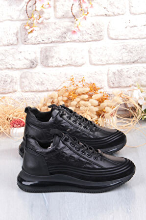 Pepita E053 Rahat Lastik Bağçıklı Kalın Air Taban Taban Hakiki Deri Erkek Ayakkabı