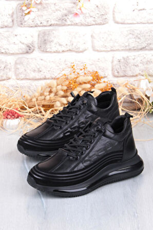 Pepita E053 Rahat Lastik Bağçıklı Kalın Air Taban Taban Hakiki Deri Erkek Ayakkabı