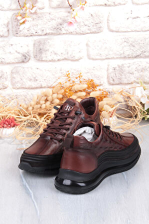 Pepita E053 Rahat Lastik Bağçıklı Kalın Air Taban Taban Hakiki Deri Erkek Ayakkabı