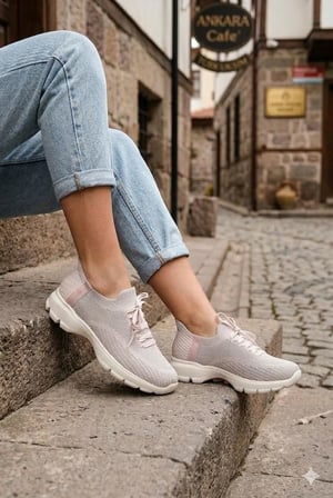 Pepita B042 Rahat Esnek Bağcıksız Günlük Yürüyüş Kadın Spor Ayakkabı