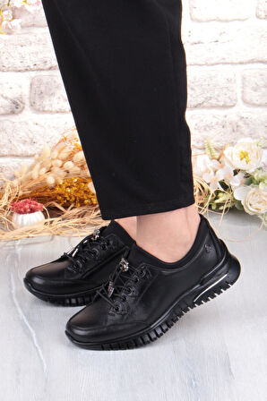 Pepita 9513 Comfort Yumuşak Esnek Kauçuk Kaymaz Taban Hakiki Deri Kadın Ayakkabı