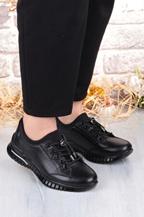 Pepita 9513 Comfort Yumuşak Esnek Kauçuk Kaymaz Taban Hakiki Deri Kadın Ayakkabı