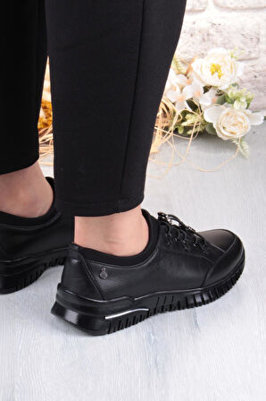 Pepita 9513 Comfort Yumuşak Esnek Kauçuk Kaymaz Taban Hakiki Deri Kadın Ayakkabı