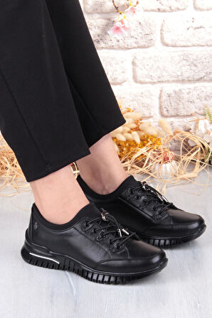 Pepita 9513 Comfort Yumuşak Esnek Kauçuk Kaymaz Taban Hakiki Deri Kadın Ayakkabı