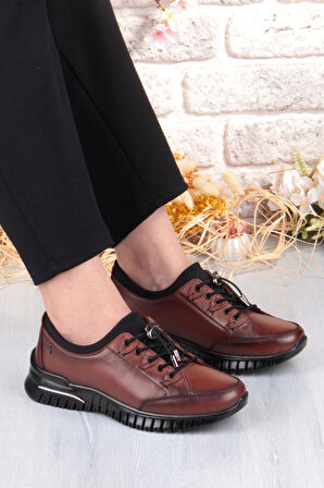 Pepita 9513 Comfort Yumuşak Esnek Kauçuk Kaymaz Taban Hakiki Deri Kadın Ayakkabı