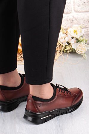 Pepita 9513 Comfort Yumuşak Esnek Kauçuk Kaymaz Taban Hakiki Deri Kadın Ayakkabı