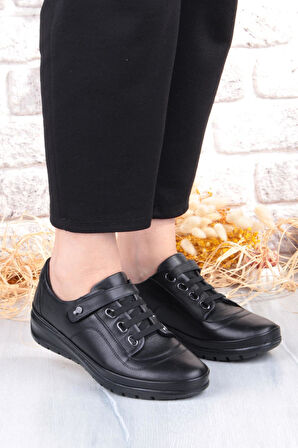 Pepita 7666 Comfort Yumuşak Esnek Kauçuk Kaymaz Taban Hakiki Deri Kadın Ayakkabı