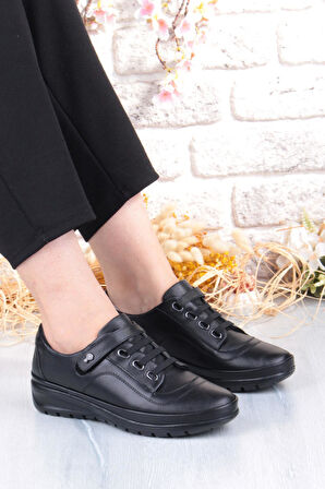 Pepita 7666 Comfort Yumuşak Esnek Kauçuk Kaymaz Taban Hakiki Deri Kadın Ayakkabı