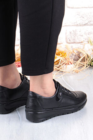 Pepita 7666 Comfort Yumuşak Esnek Kauçuk Kaymaz Taban Hakiki Deri Kadın Ayakkabı