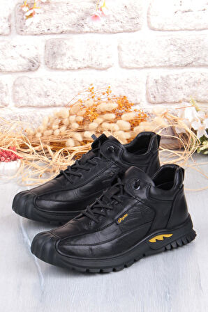 Pepita 1040 Rahat Lastik Bağçıklı Kauçuk Taban Nubuk Hakiki Deri Erkek Ayakkabı