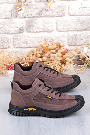 Pepita 1040 Rahat Lastik Bağçıklı Kauçuk Taban Nubuk Hakiki Deri Erkek Ayakkabı