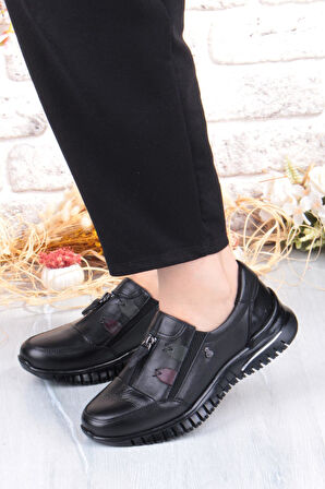 Pepita Z006 Comfort Yumuşak Esnek Kauçuk Kaymaz Taban Hakiki Deri Kadın Ayakkabı