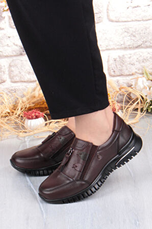 Pepita Z006 Comfort Yumuşak Esnek Kauçuk Kaymaz Taban Hakiki Deri Kadın Ayakkabı