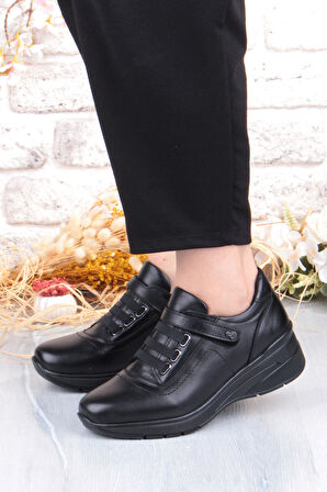 Pepita Z010 Comfort Yumuşak Esnek Kauçuk Kaymaz Taban Hakiki Deri Kadın Ayakkabı