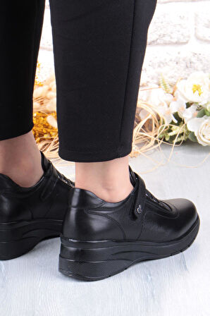 Pepita Z010 Comfort Yumuşak Esnek Kauçuk Kaymaz Taban Hakiki Deri Kadın Ayakkabı