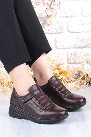 Pepita Z010 Comfort Yumuşak Esnek Kauçuk Kaymaz Taban Hakiki Deri Kadın Ayakkabı