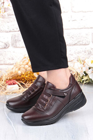 Pepita Z010 Comfort Yumuşak Esnek Kauçuk Kaymaz Taban Hakiki Deri Kadın Ayakkabı