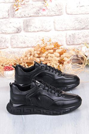 Pepita 6706 Rahat Lastik Bağçıklı Kauçuk Taban Hakiki Deri Erkek Ayakkabı