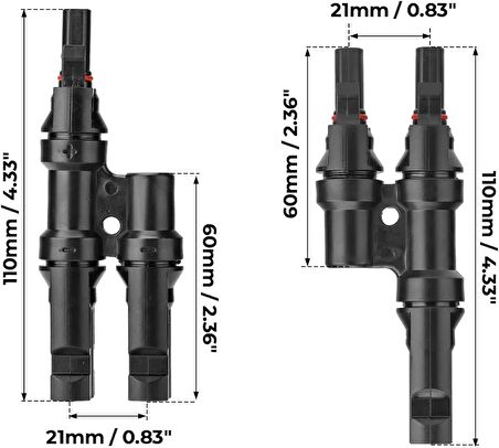 2 Li Mc4 Y Paralel Konnektör (Solar) Güneş Panel Çoklayıcı