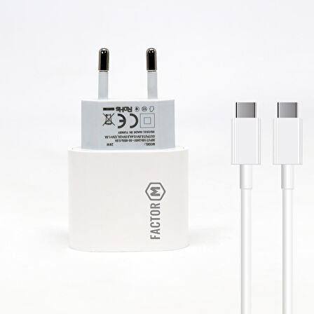 Global PD20W Quick Charger 20W­ Type-C to Type-C 3M Kablolu Şarj Set Beyaz