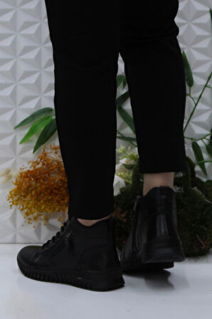 Mehmet Mete 4001 Siyah Rahat Yumuşak Orijinal Hakiki Deri Kadın Bot