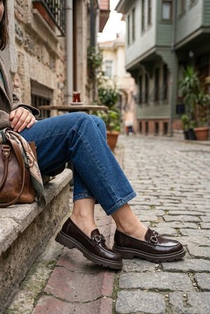 Fort Ventes 35836 Kahve Açma Toka Detaylı Rahat Loafer Kadın Ayakkabı