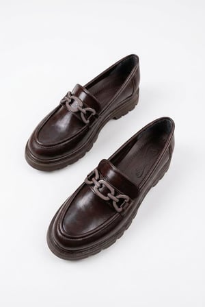 Fort Ventes 35836 Kahve Açma Toka Detaylı Rahat Loafer Kadın Ayakkabı