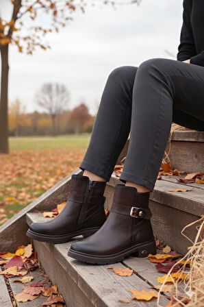 Fort 222450 Ventes Rahat Sıcak Astar Kaymaz Taban Fermuarlı Kadın Bot