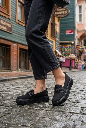 Fort Ventes 346411 Rahat Toka Aksesuarlı Triko Loafer Kadın Ayakkabı