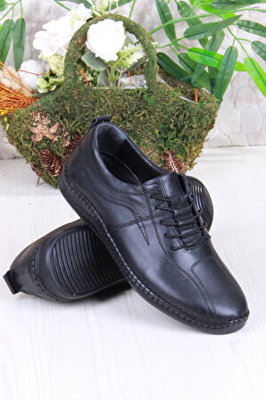 Mehmet Mete 425000 Yumuşak Esnek Rahat Lastik Bağcıklı Hakiki Deri Erkek Ayakkabı