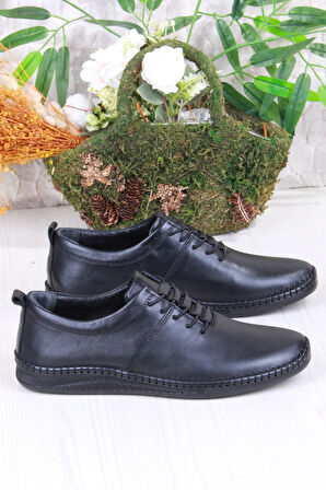 Mehmet Mete 425060 Yumuşak Esnek Rahat Lastik Bağcıklı Hakiki Deri Erkek Ayakkabı