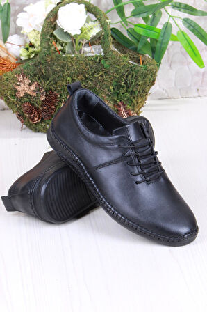 Mehmet Mete 425060 Yumuşak Esnek Rahat Lastik Bağcıklı Hakiki Deri Erkek Ayakkabı