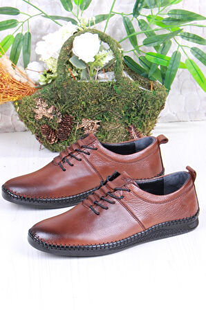 Mehmet Mete 425060 Yumuşak Esnek Rahat Lastik Bağcıklı Hakiki Deri Erkek Ayakkabı