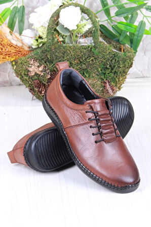 Mehmet Mete 425060 Yumuşak Esnek Rahat Lastik Bağcıklı Hakiki Deri Erkek Ayakkabı