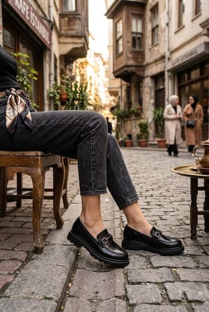 Fort Ventes 35839 Siyah Açma Toka Detaylı Rahat Loafer Kadın Ayakkabı